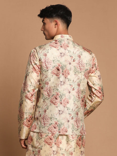 Men's Beige Printed Jacket